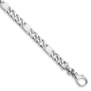 14k White Gold 5.6mm Hand Polished Fancy Link with Fancy Lobster Clasp Bracelet
