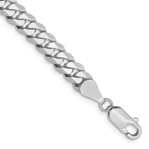 14k White Gold 5.75mm Flat Beveled Curb with Lobster Clasp Bracelet