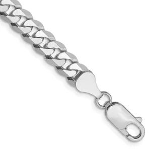 14k White Gold 6.25mm Flat Beveled Curb with Lobster Clasp Bracelet