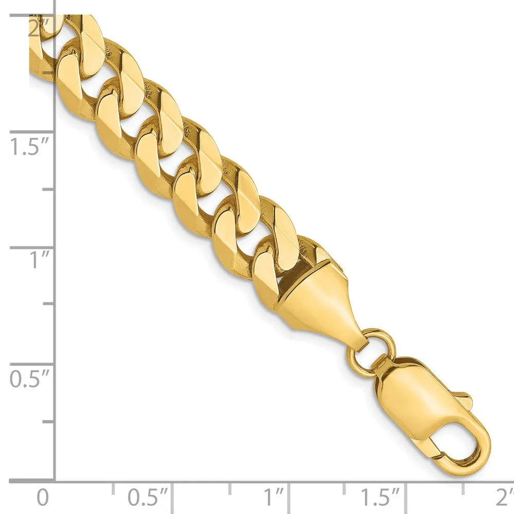 14k Yellow Gold 8.75mm Flat Beveled Curb Chain Bracelet
