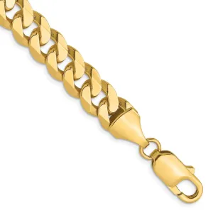 14k Yellow Gold 8.75mm Flat Beveled Curb Chain Bracelet