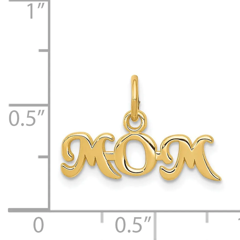 14k Yellow Gold Mom Charm Pendant