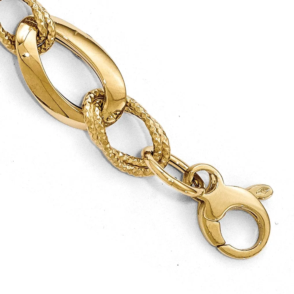 14k Yellow Gold Polished DC Fancy Link Bracelet