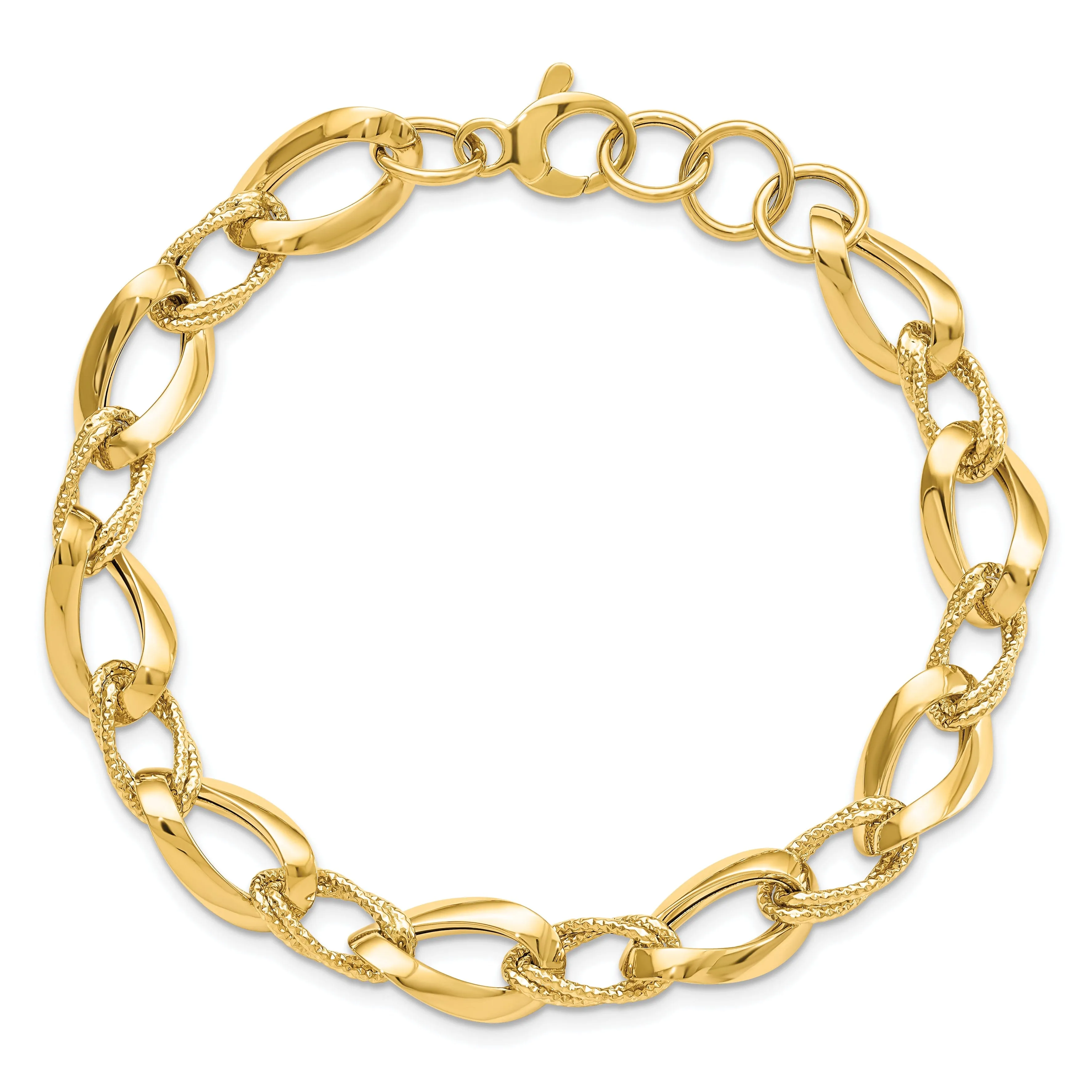 14k Yellow Gold Polished DC Fancy Link Bracelet