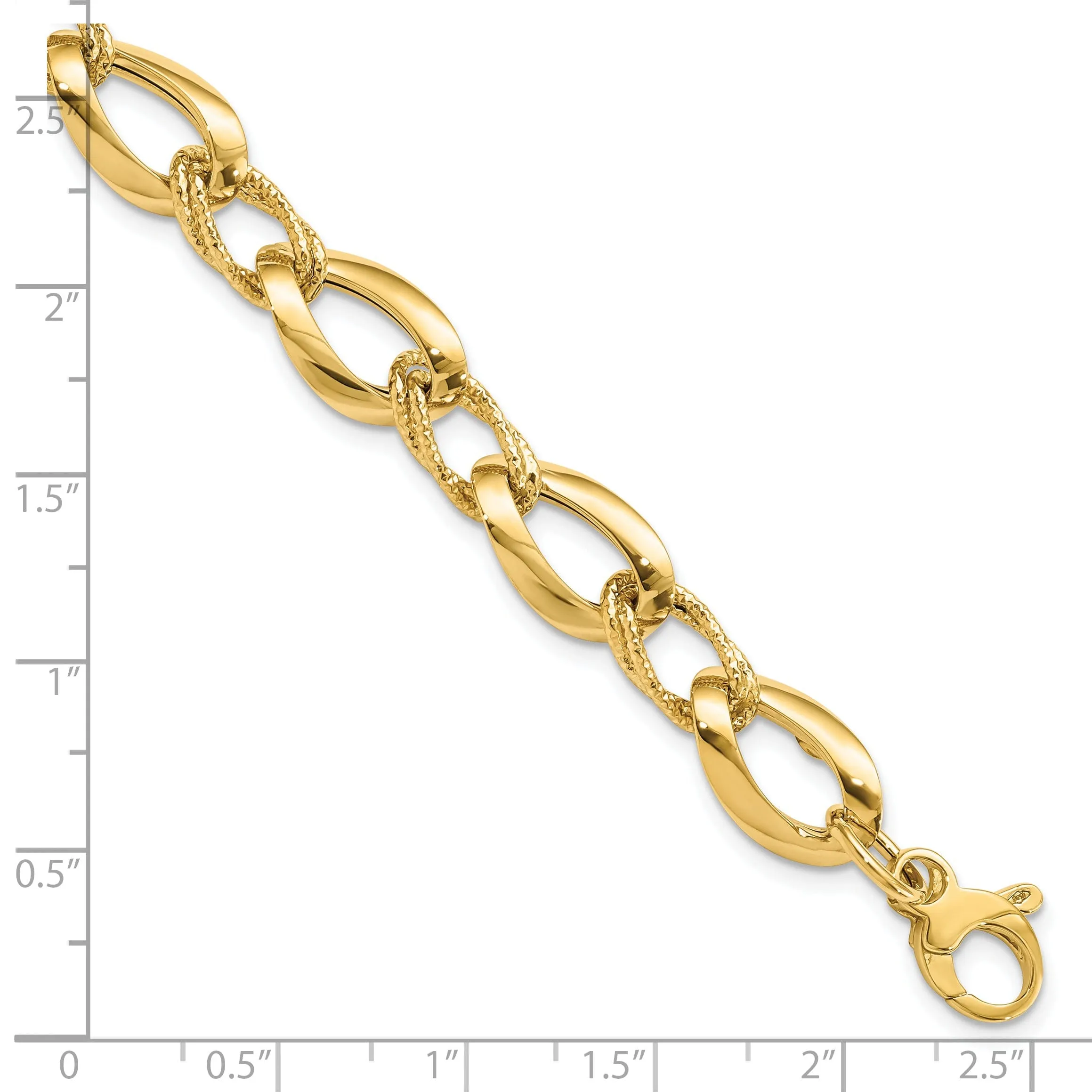 14k Yellow Gold Polished DC Fancy Link Bracelet