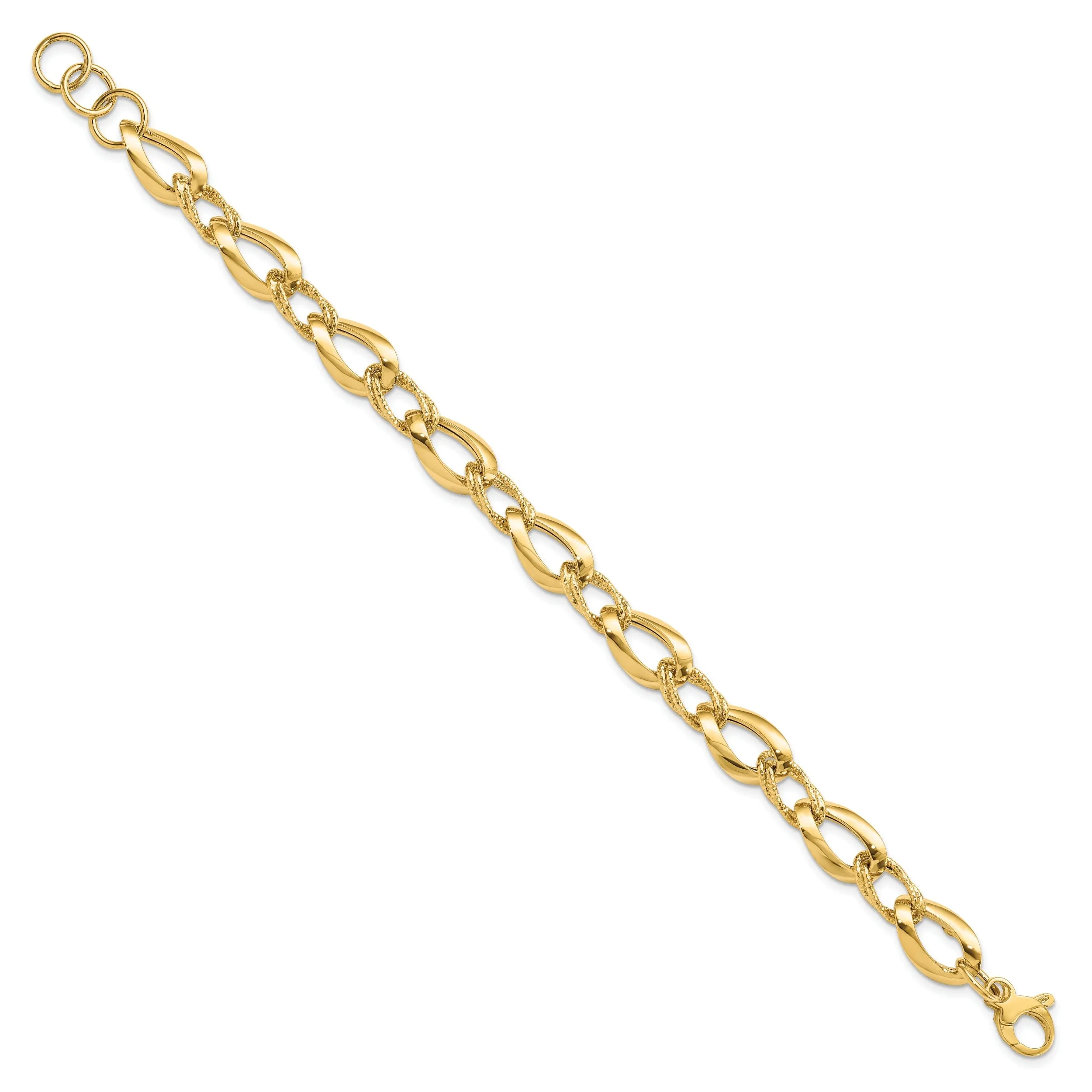 14k Yellow Gold Polished DC Fancy Link Bracelet