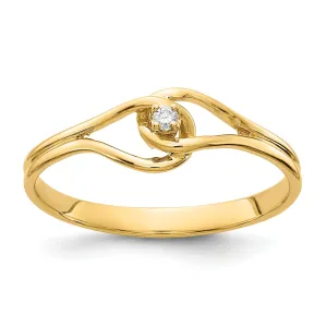14k Yellow Gold Polished Diamond Ring