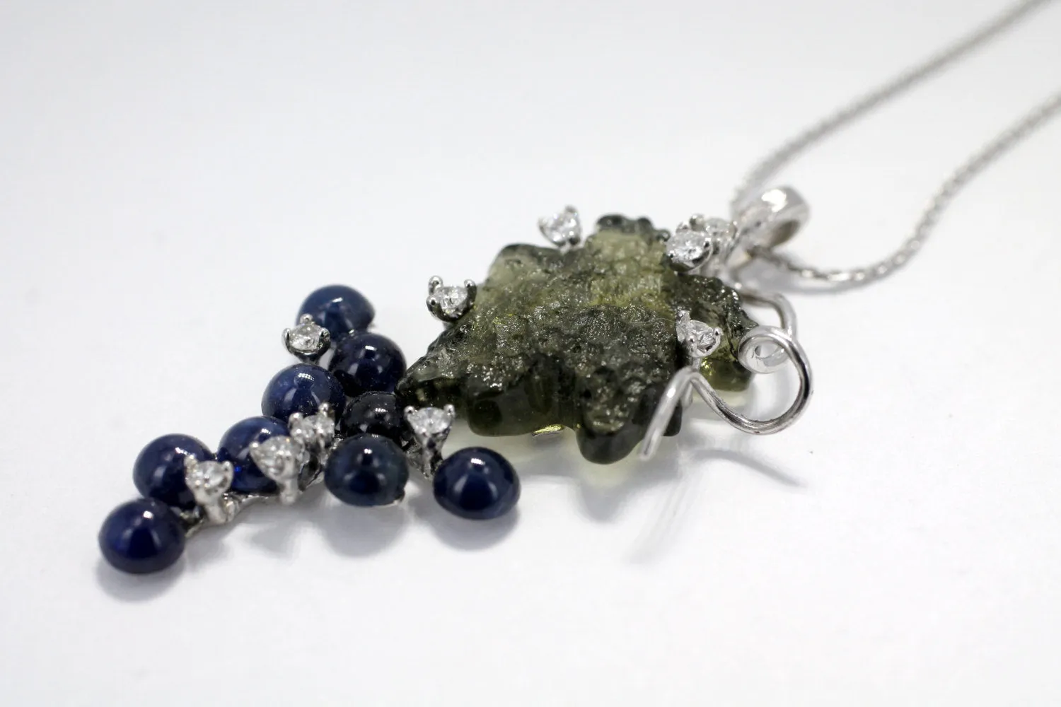 14kt. White Gold Grape Cluster Necklace with Diamonds