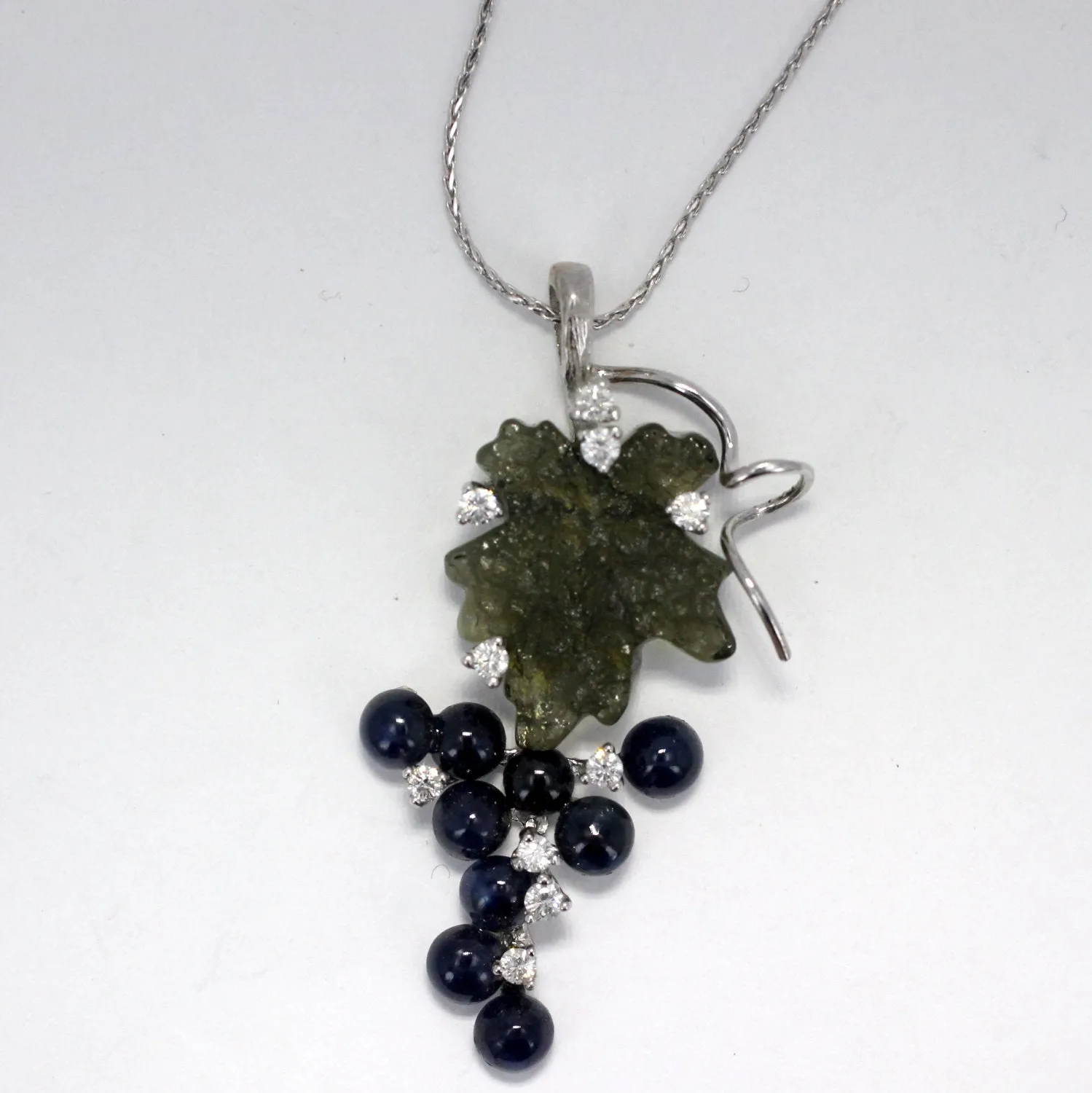14kt. White Gold Grape Cluster Necklace with Diamonds