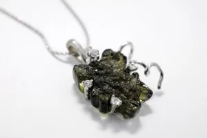 14kt. White Gold Grape Leaf Necklace with Diamonds