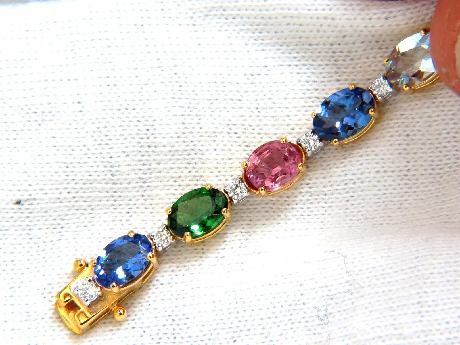 15.17ct natural Tsavortie Spinel Tanzanite Aquamarine Sapphire Diamond Bracelet