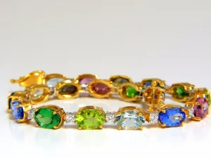 15.17ct natural Tsavortie Spinel Tanzanite Aquamarine Sapphire Diamond Bracelet
