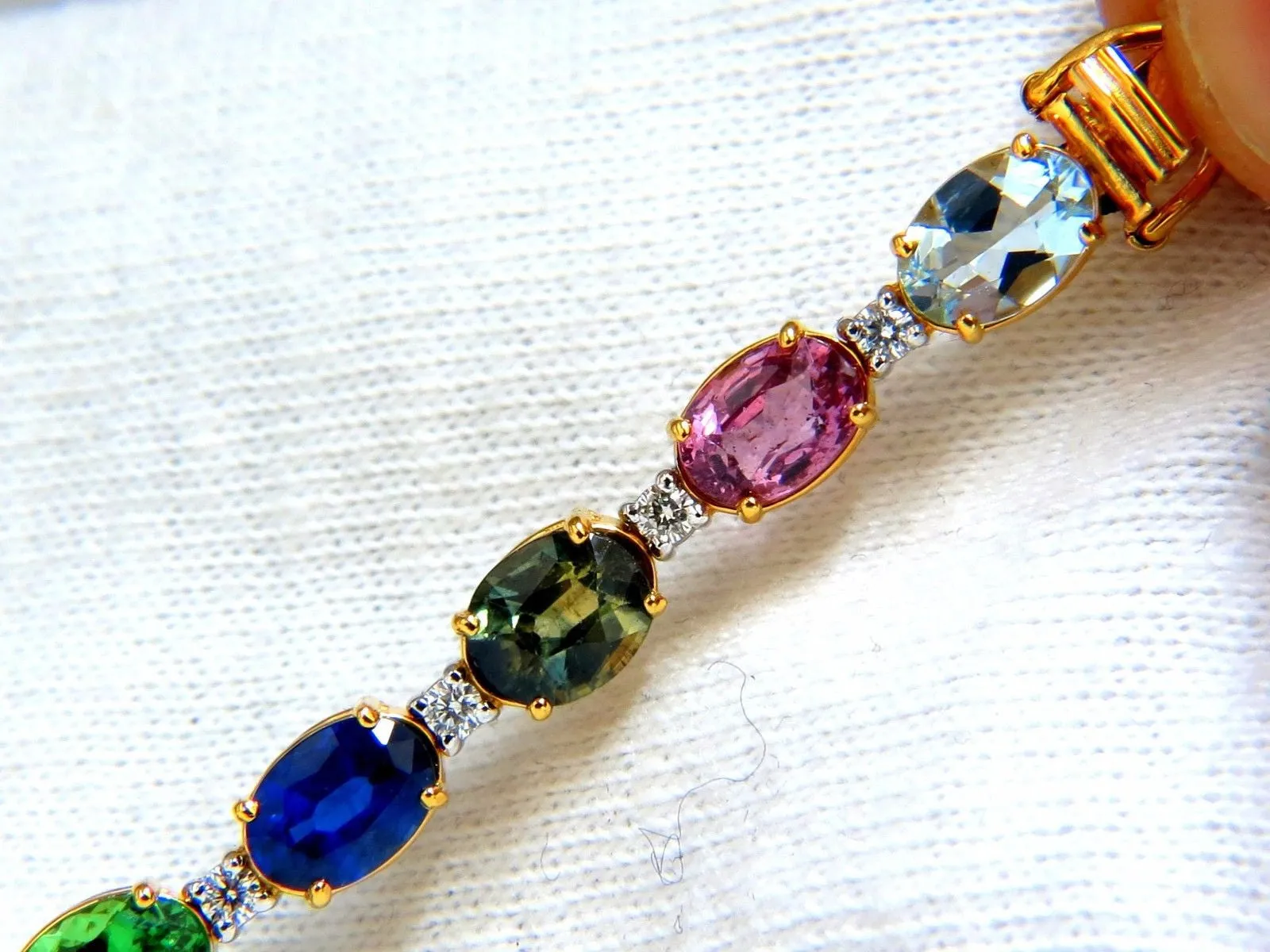 15.17ct natural Tsavortie Spinel Tanzanite Aquamarine Sapphire Diamond Bracelet