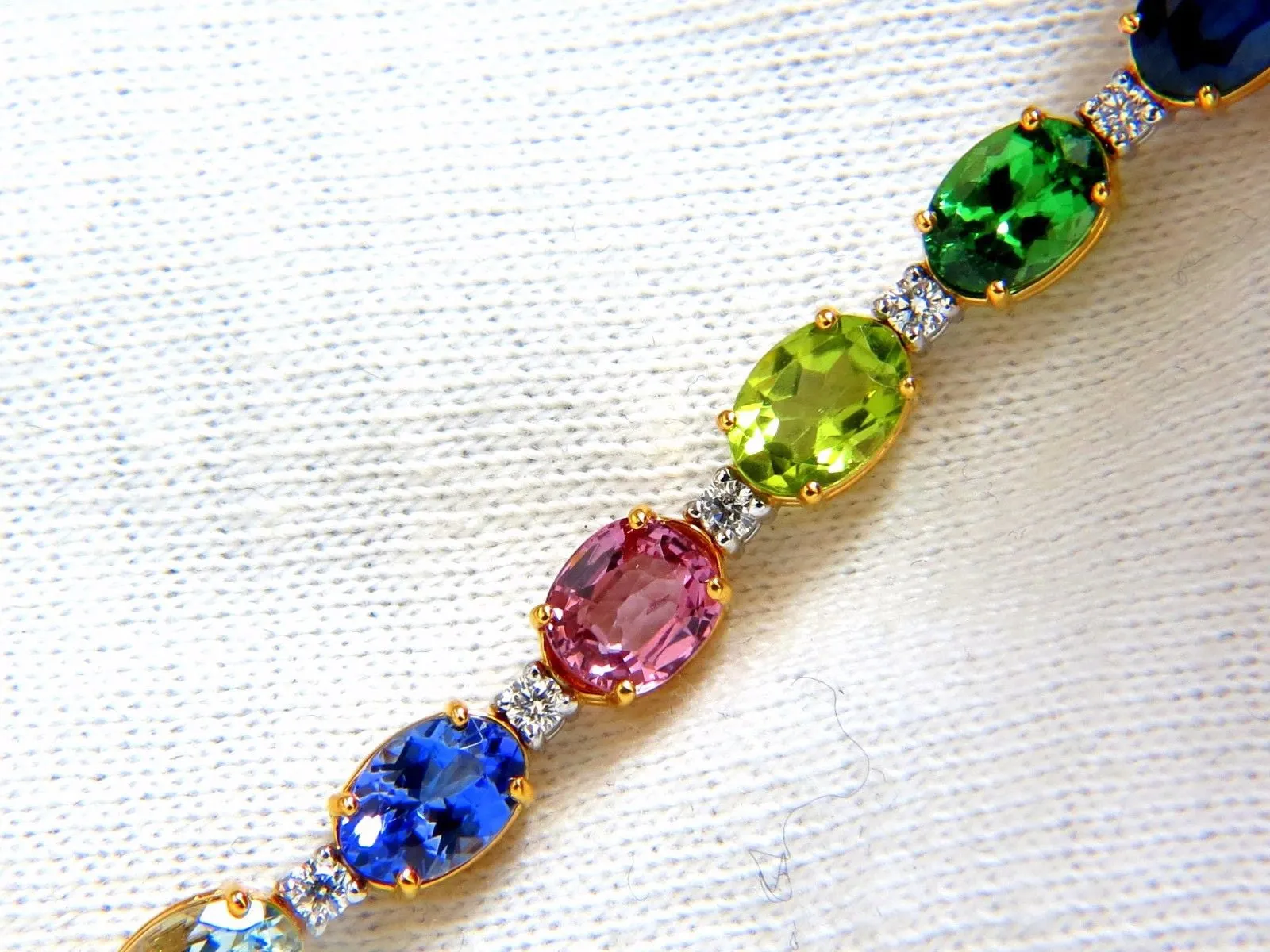 15.17ct natural Tsavortie Spinel Tanzanite Aquamarine Sapphire Diamond Bracelet