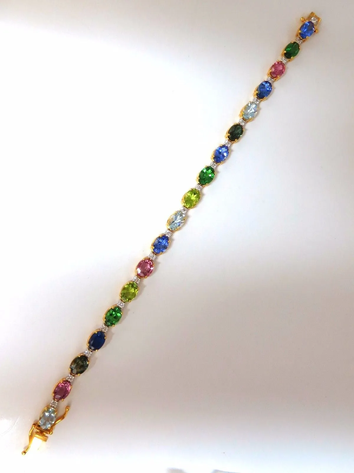15.17ct natural Tsavortie Spinel Tanzanite Aquamarine Sapphire Diamond Bracelet