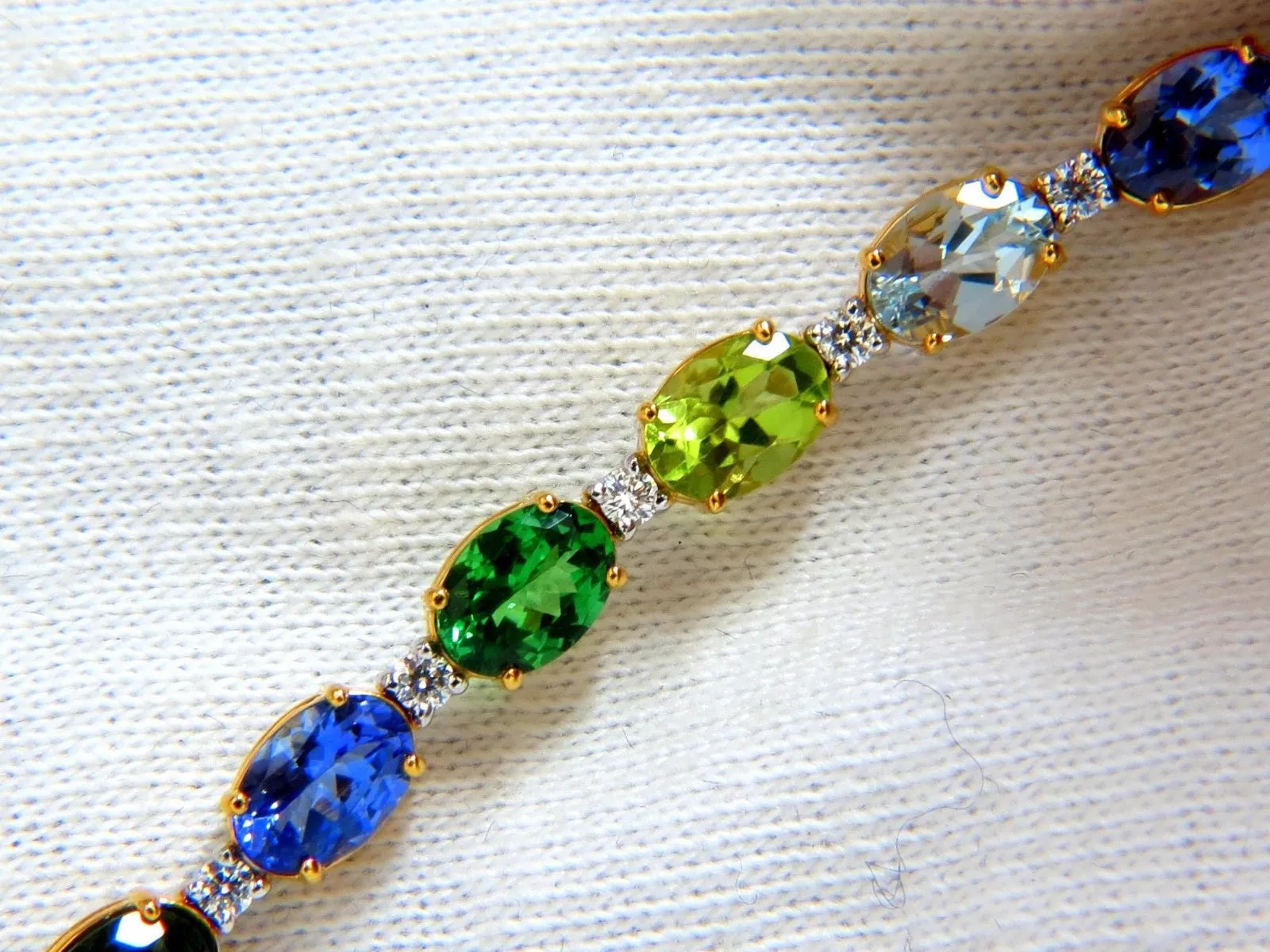 15.17ct natural Tsavortie Spinel Tanzanite Aquamarine Sapphire Diamond Bracelet