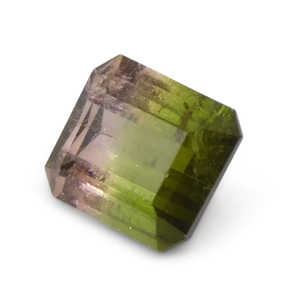 1.57ct Emerald Cut Green & Pink Bi-Colour Tourmaline