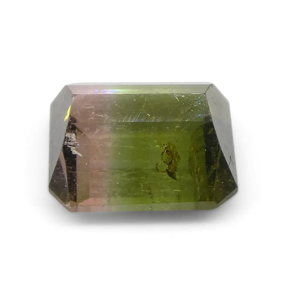 1.57ct Emerald Cut Green & Pink Bi-Colour Tourmaline