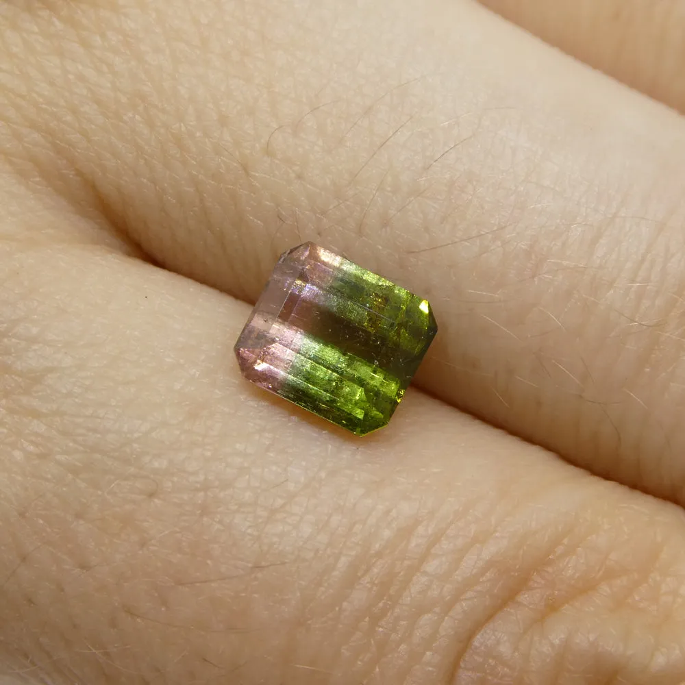 1.57ct Emerald Cut Green & Pink Bi-Colour Tourmaline