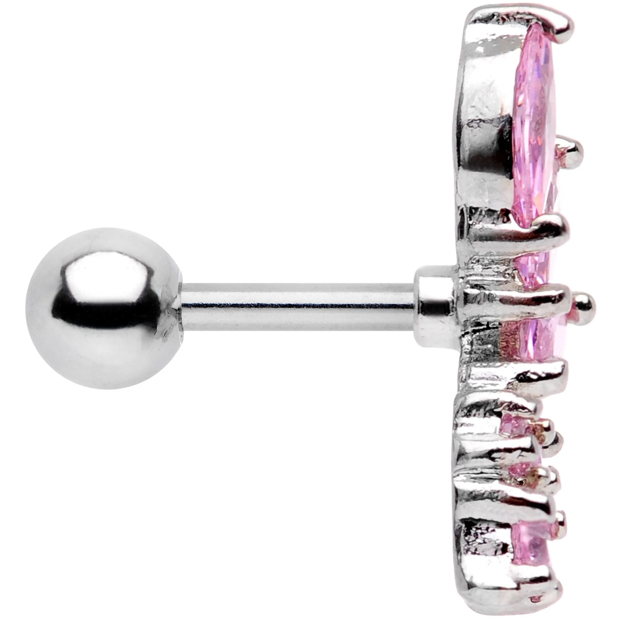 16 Gauge 1/4 Pink Gem Dewdrop Cluster Cartilage Tragus Earring