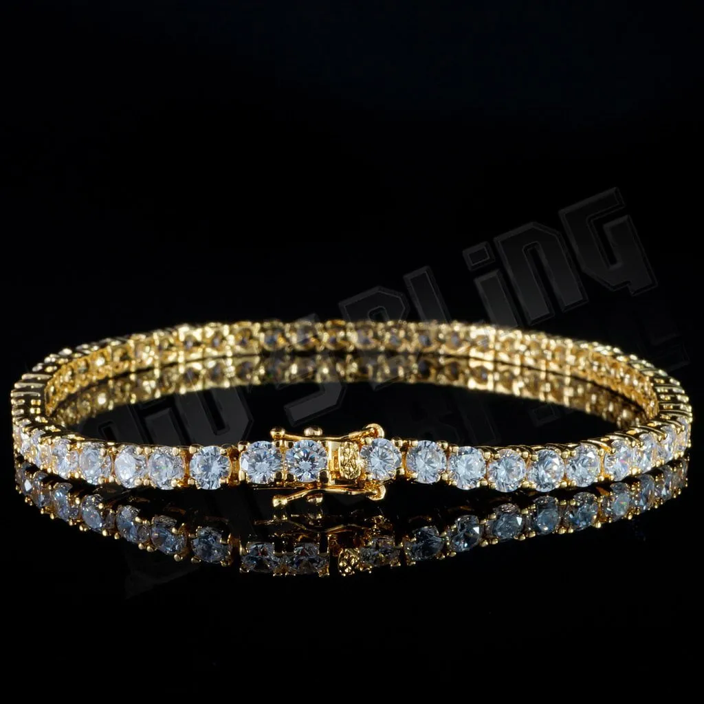 18K Gold 1 Row Tennis Bracelet