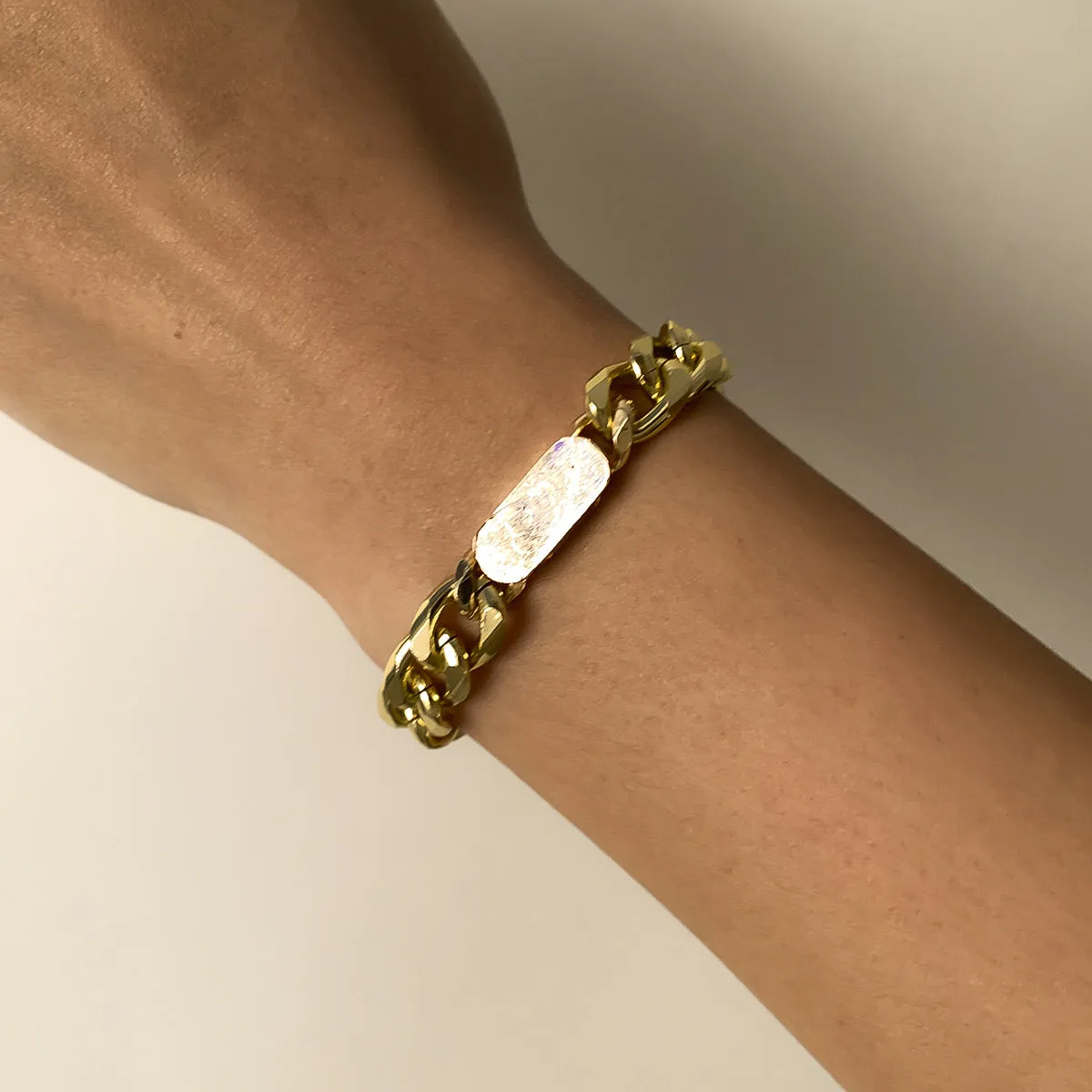 18K Gold-Plated Curb Chain ID Bracelet