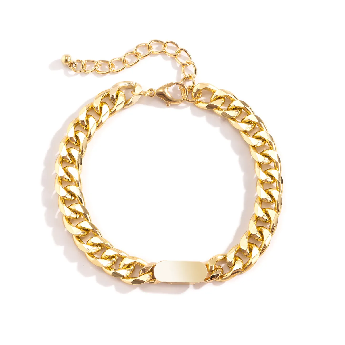 18K Gold-Plated Curb Chain ID Bracelet