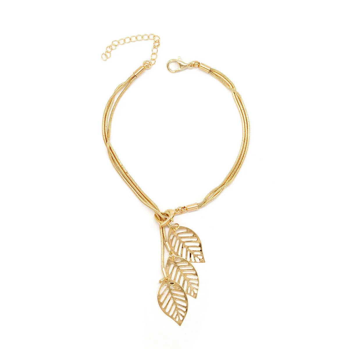 18K Gold-Plated Leaf Charm Bracelet