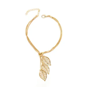 18K Gold-Plated Leaf Charm Bracelet