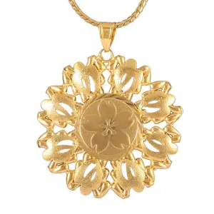 18K Gold-Plated Open Flower Pendant Necklace