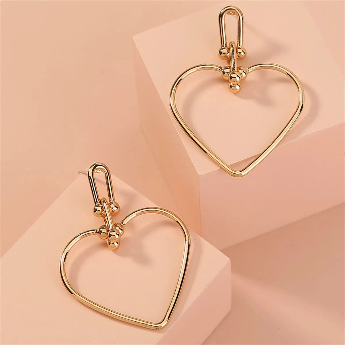 18K Gold-Plated Open Heart Drop Earrings