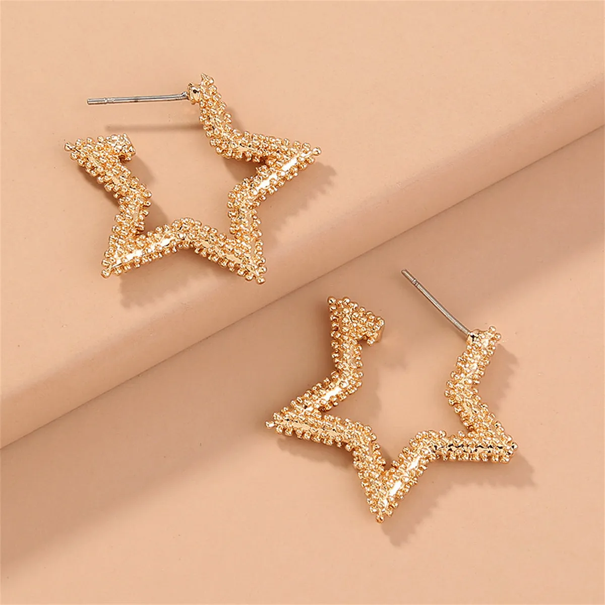 18K Gold-Plated Open Star Huggie Earrings