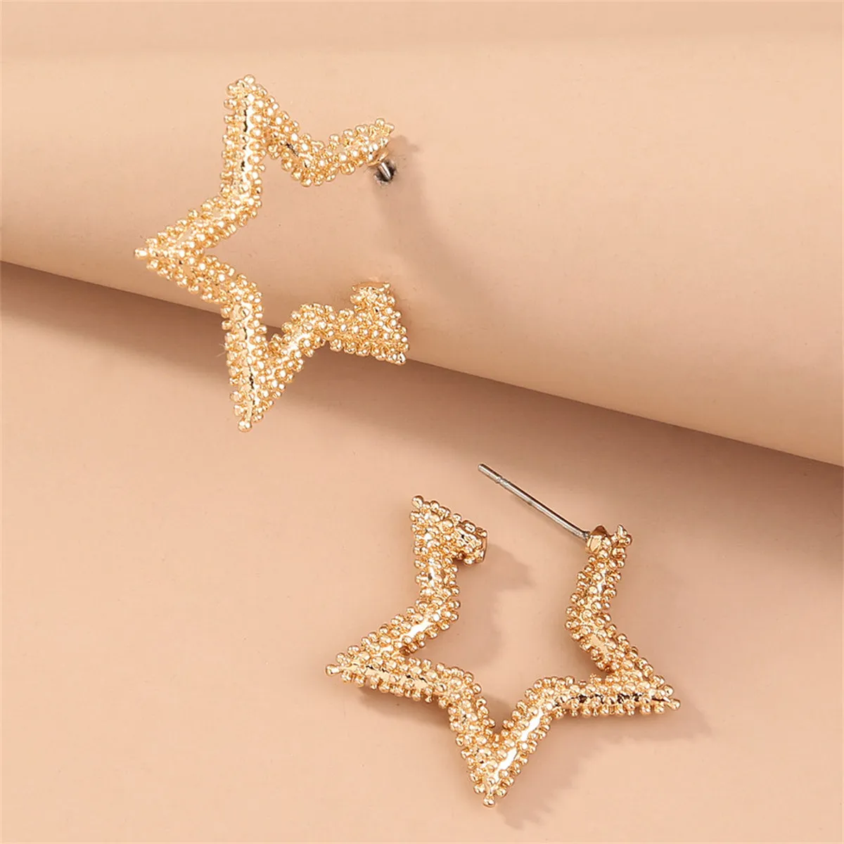 18K Gold-Plated Open Star Huggie Earrings