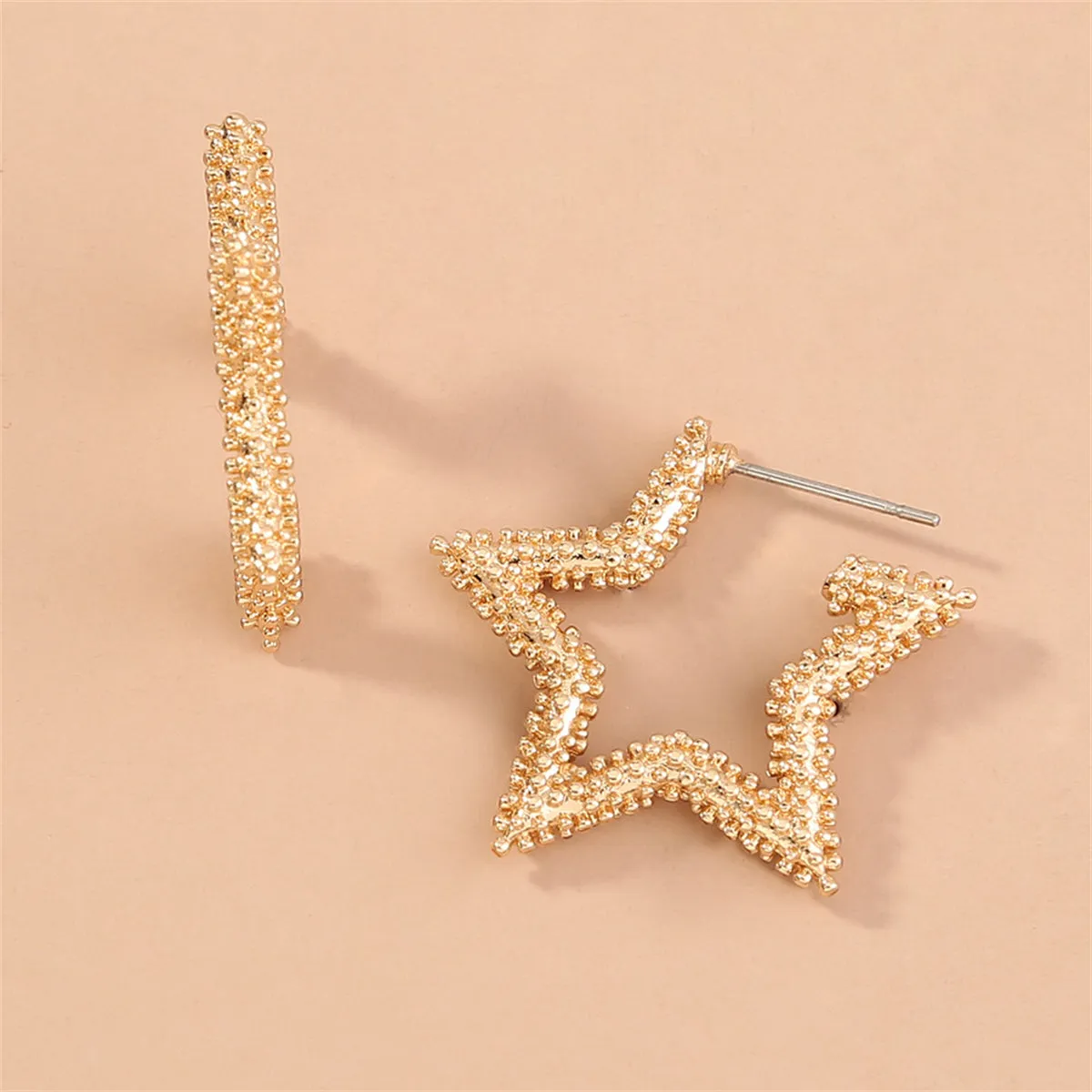 18K Gold-Plated Open Star Huggie Earrings