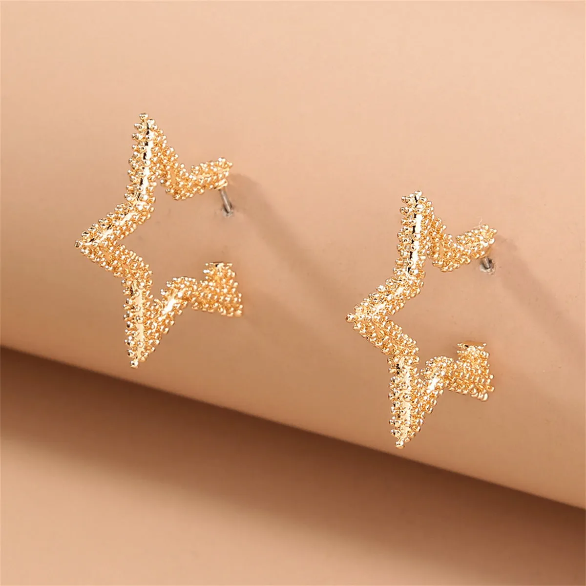 18K Gold-Plated Open Star Huggie Earrings