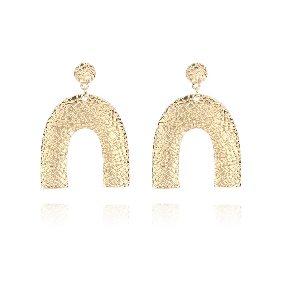 18K Gold-Plated Pebbled Arc Drop Earrings