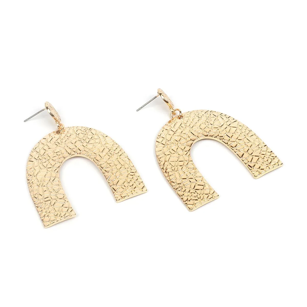 18K Gold-Plated Pebbled Arc Drop Earrings