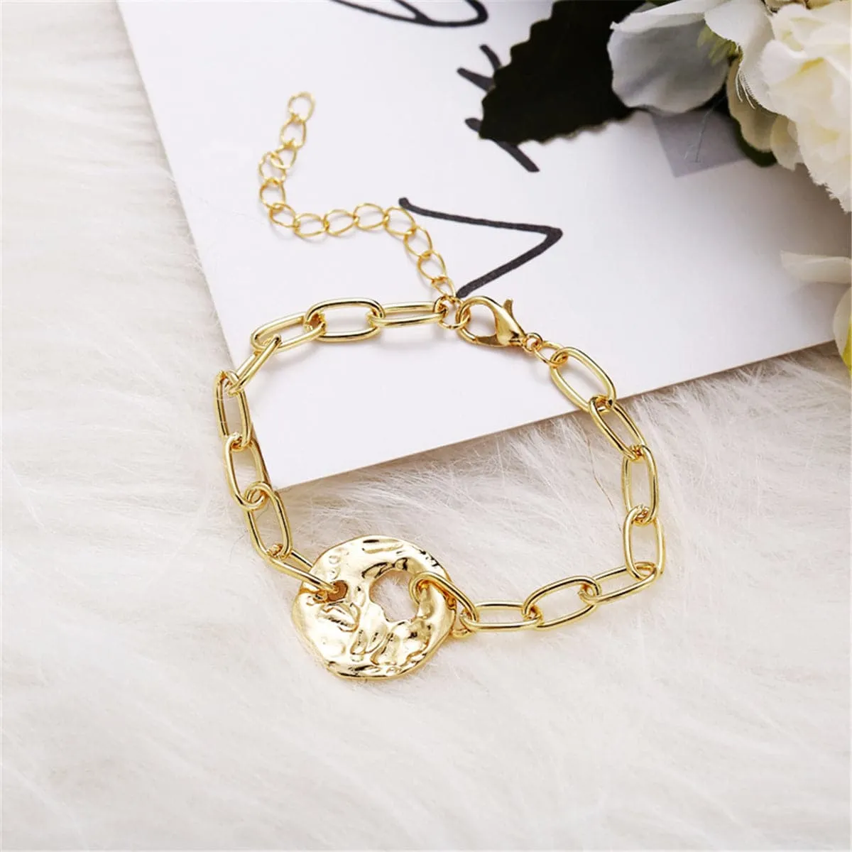 18K Gold-Plated Round Charm Bracelet