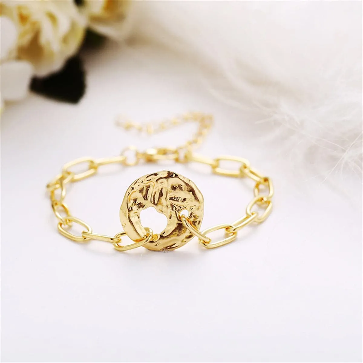 18K Gold-Plated Round Charm Bracelet