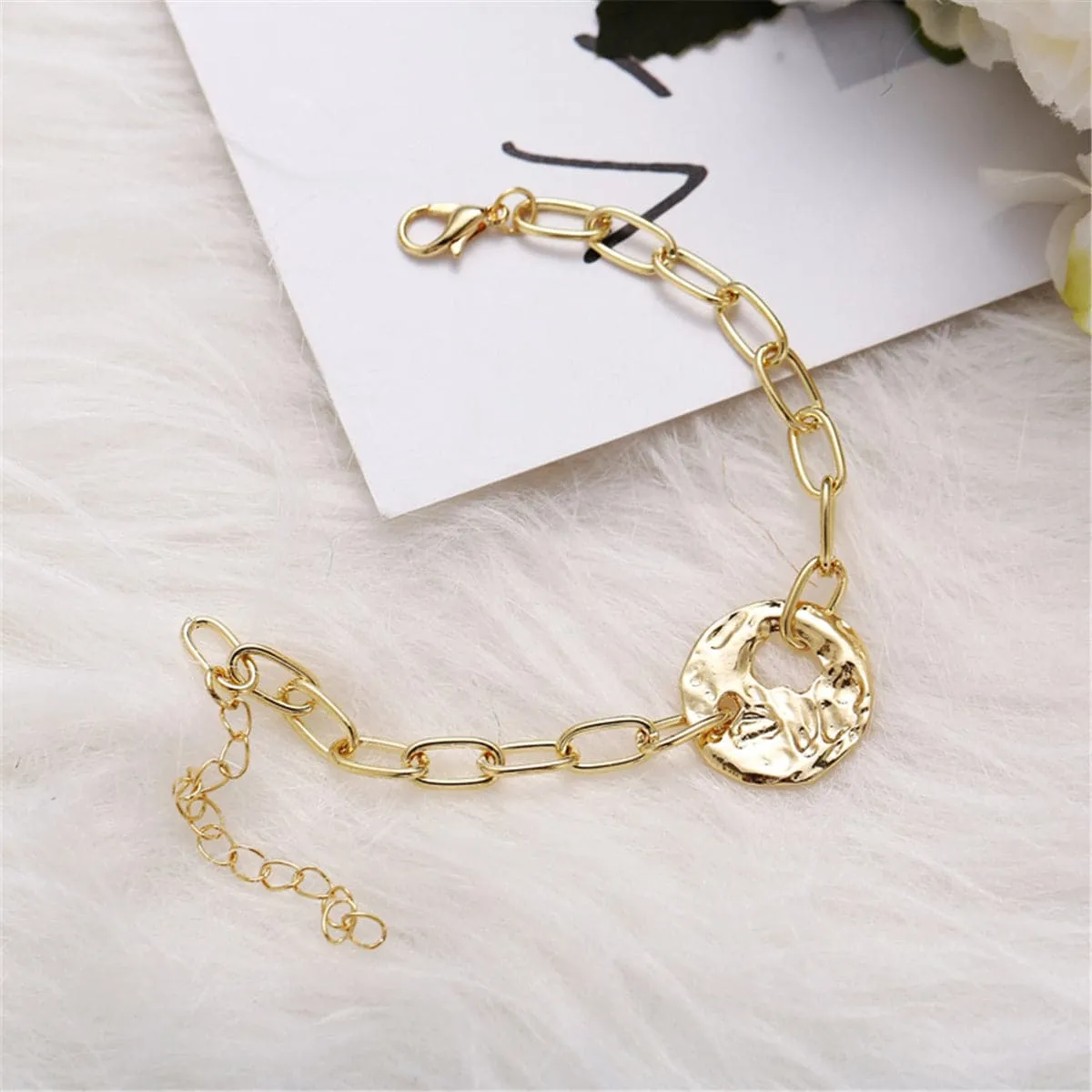 18K Gold-Plated Round Charm Bracelet