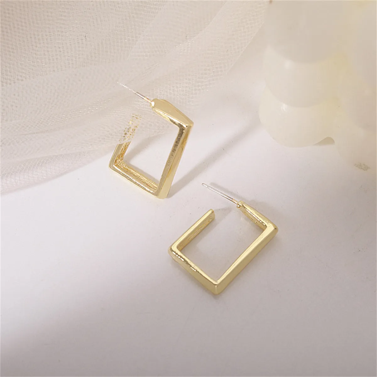 18K Gold-Plated Square Huggie Earrings