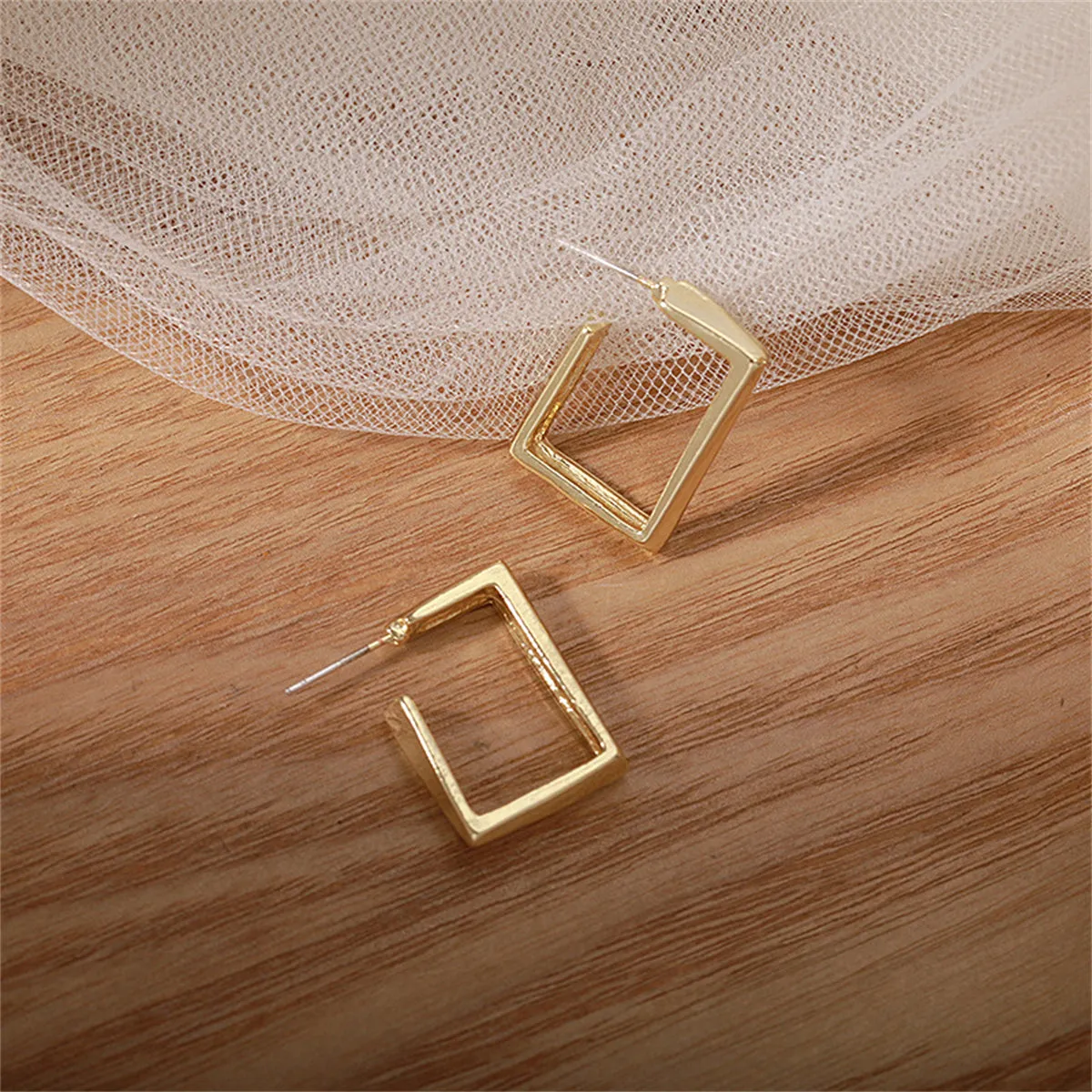 18K Gold-Plated Square Huggie Earrings