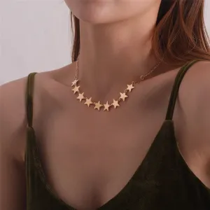 18K Gold-Plated Star Chain Statement Necklace