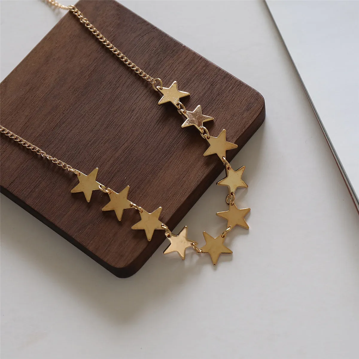 18K Gold-Plated Star Chain Statement Necklace