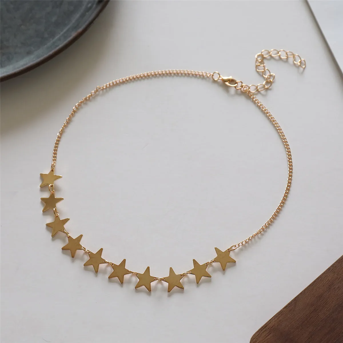 18K Gold-Plated Star Chain Statement Necklace