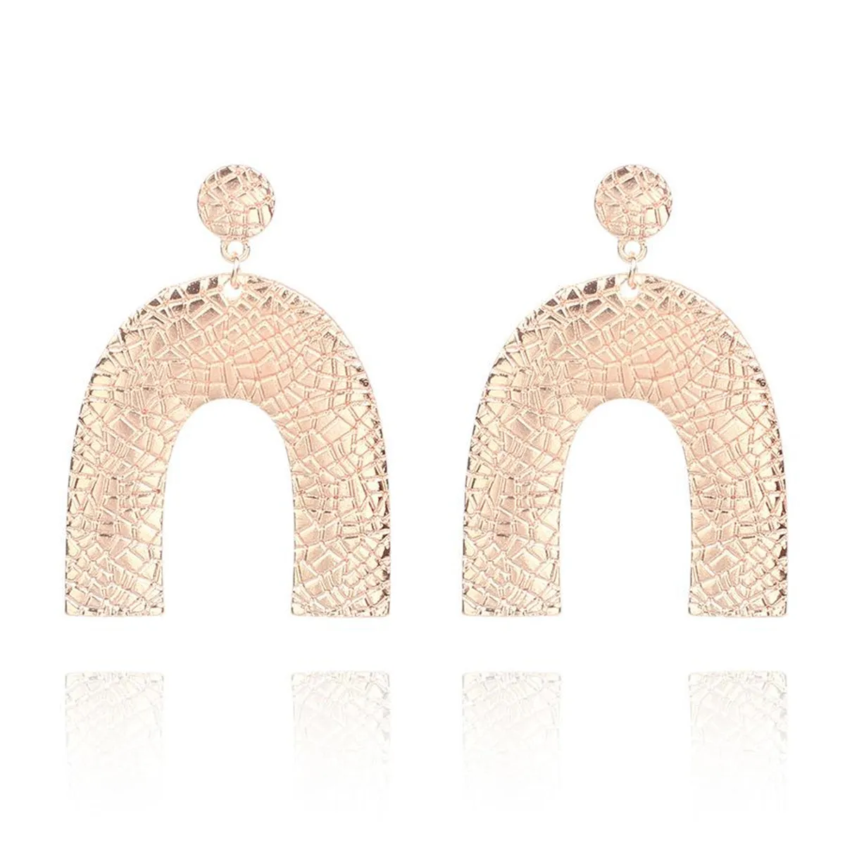 18K Rose Gold-Plated Pebbled Arc Drop Earrings