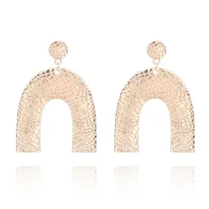18K Rose Gold-Plated Pebbled Arc Drop Earrings