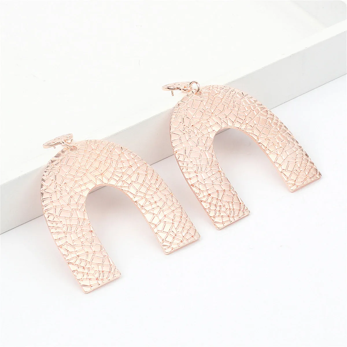 18K Rose Gold-Plated Pebbled Arc Drop Earrings