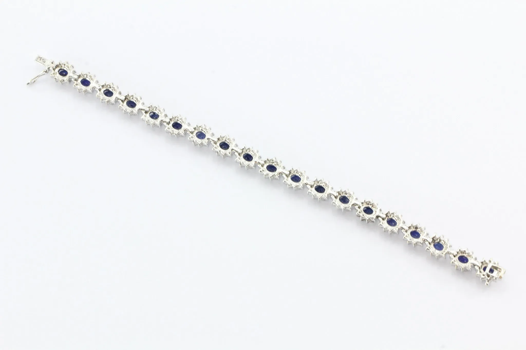 18K White Gold 9.12 Carat Sapphire & 3.45 Carat Diamond Tennis Bracelet