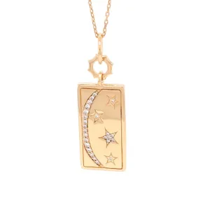 18K YELLOW GOLD MY SUN, MOON AND STARS CHARM DIAMOND NECKLACE